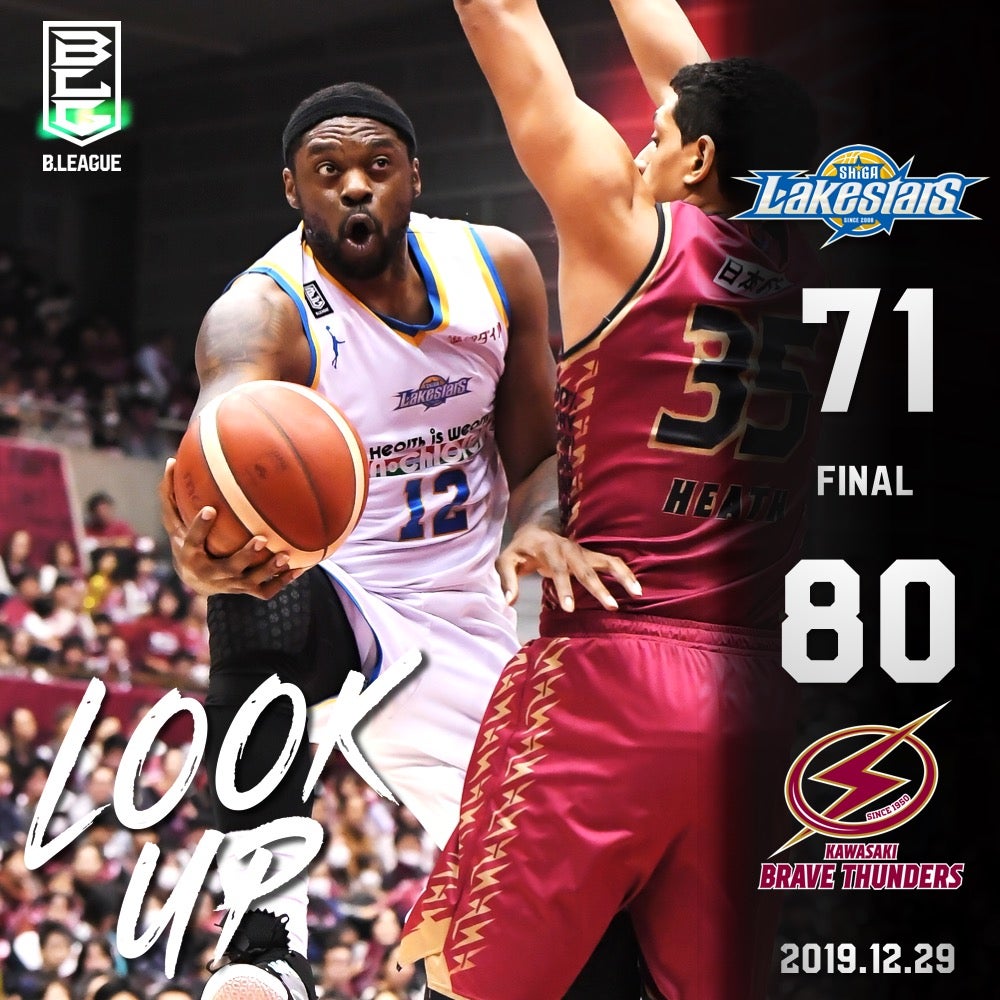 【試合結果】12/29vs川崎（B.LEAGUE 第15節 GAME2）