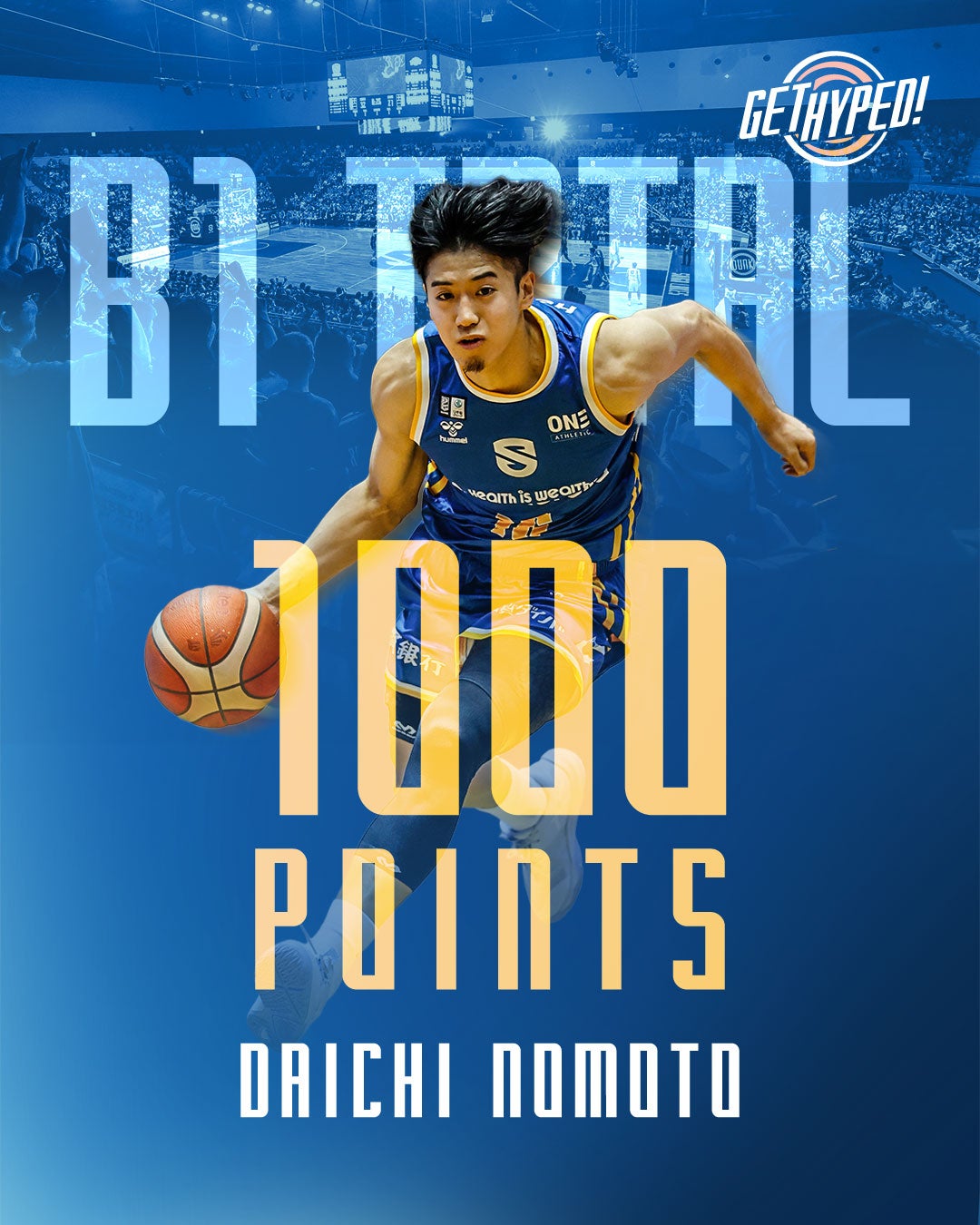 【記録達成】野本大智選手がB1個人通算1000得点達成