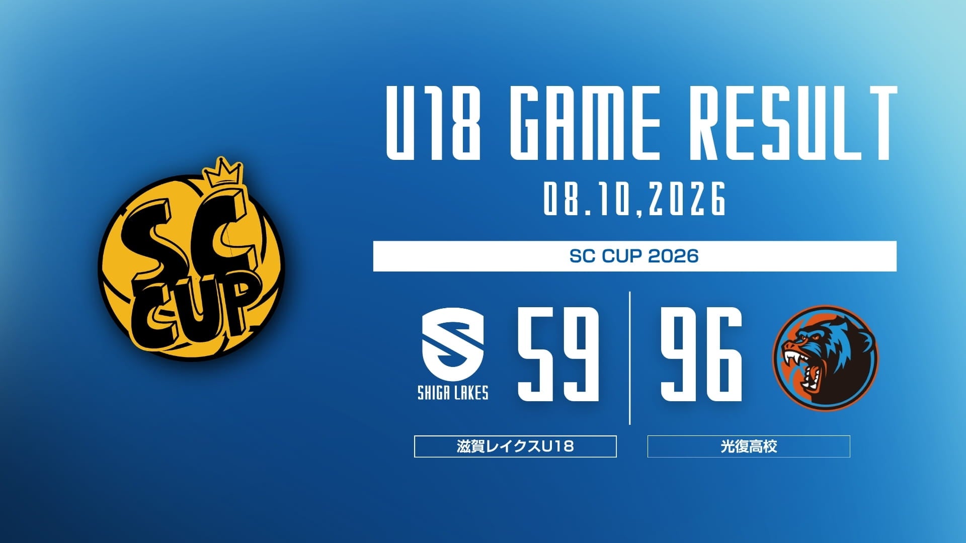 【U18レポート】vs 光復高校（SC CUP 2026）