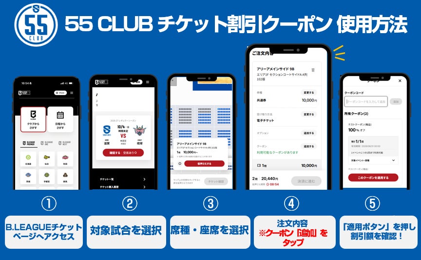チケット割引クーポンの使用方法（スマートフォンでの操作画面）
